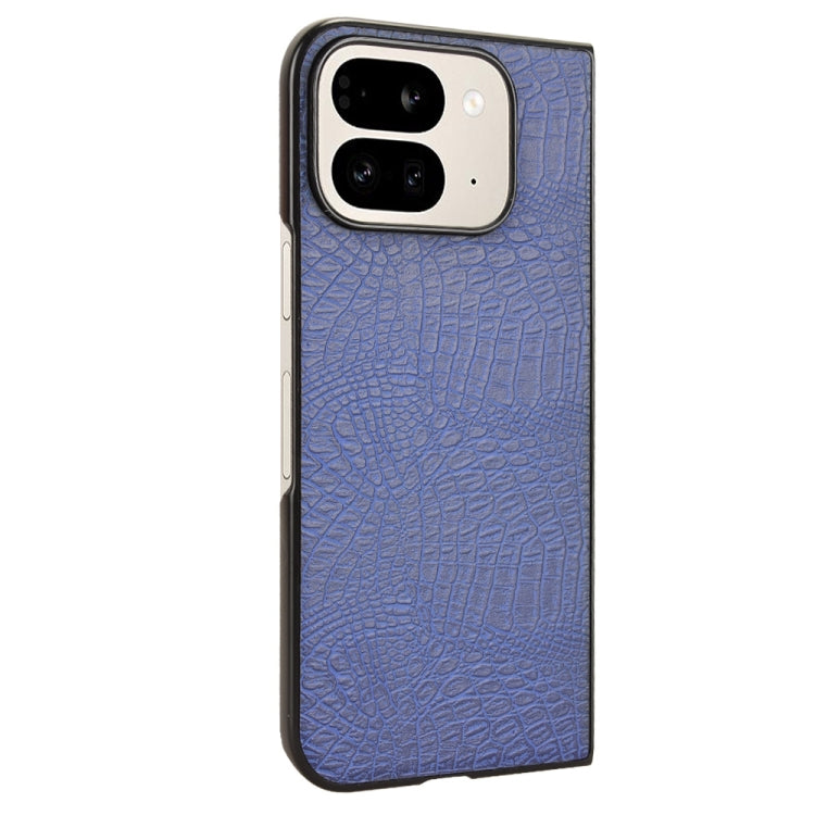 For Google Pixel 9 Pro Fold Crocodile Texture Back Cover Phone Case(Blue) by buy2fix