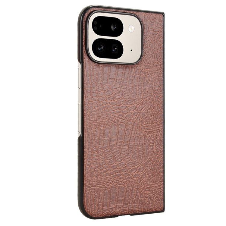 For Google Pixel 9 Pro Fold Crocodile Texture Back Cover Phone Case(Brown) by buy2fix