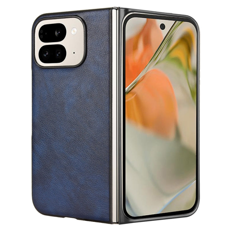 For Google Pixel 9 Pro Fold Litchi Texture Back Cover Phone Case(Blue) by buy2fix