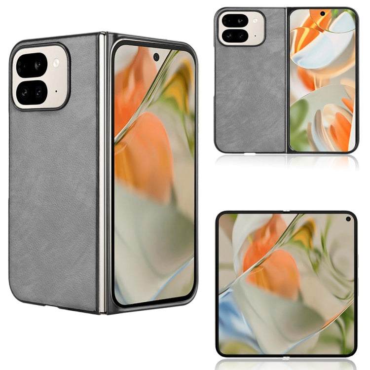 For Google Pixel 9 Pro Fold Litchi Texture Back Cover Phone Case(Grey) by buy2fix