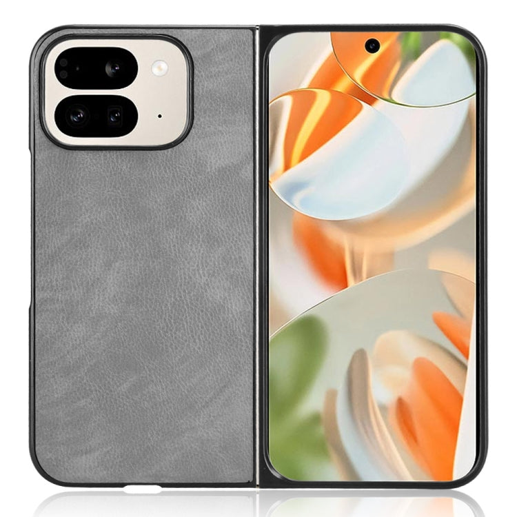For Google Pixel 9 Pro Fold Litchi Texture Back Cover Phone Case(Grey) by buy2fix