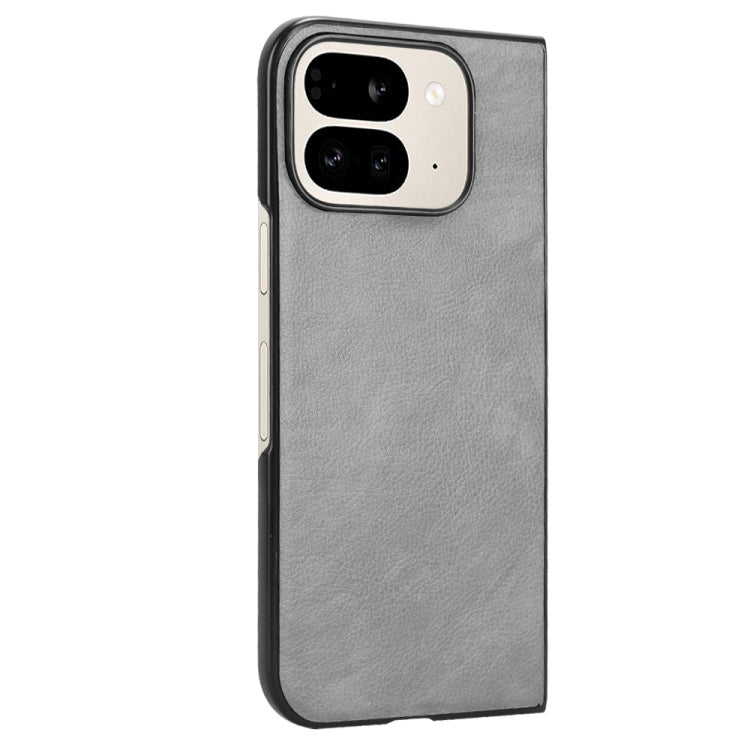 For Google Pixel 9 Pro Fold Litchi Texture Back Cover Phone Case(Grey) by buy2fix