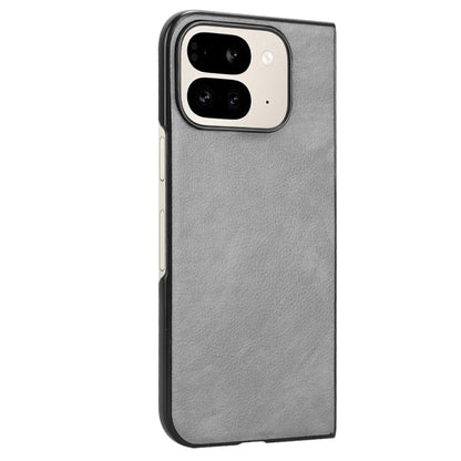 For Google Pixel 9 Pro Fold Litchi Texture Back Cover Phone Case(Grey) by buy2fix