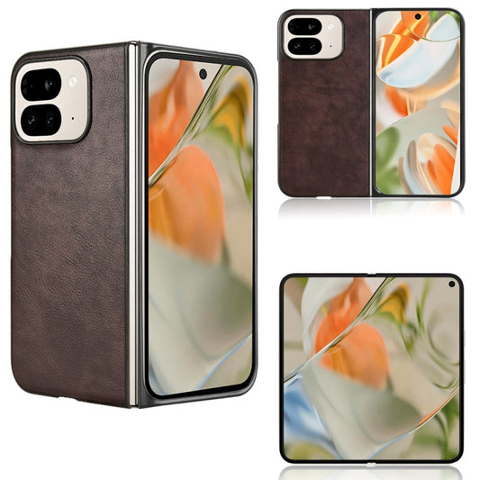 For Google Pixel 9 Pro Fold Litchi Texture Back Cover Phone Case(Brown) by buy2fix