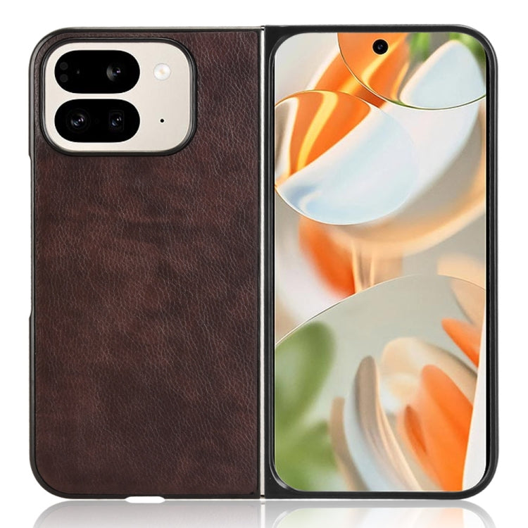For Google Pixel 9 Pro Fold Litchi Texture Back Cover Phone Case(Brown) by buy2fix