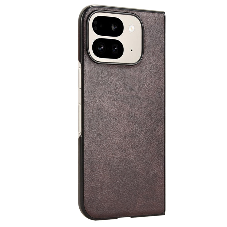 For Google Pixel 9 Pro Fold Litchi Texture Back Cover Phone Case(Brown) by buy2fix