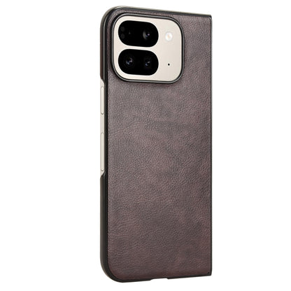 For Google Pixel 9 Pro Fold Litchi Texture Back Cover Phone Case(Brown) by buy2fix