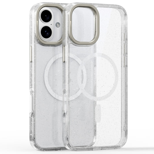 For iPhone 16 Plus Glitter Powder Lens Holder MagSafe Magnetic Phone Case(Transparent) by buy2fix