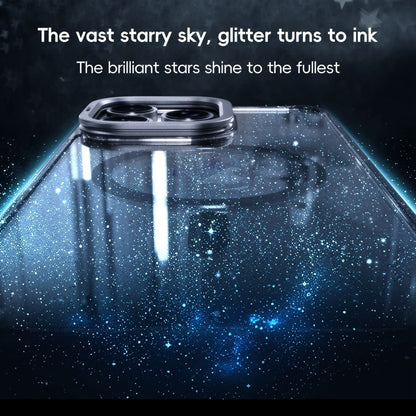 For iPhone 16 Pro Glitter Powder Lens Holder MagSafe Magnetic Phone Case(Transparent Pink) by buy2fix