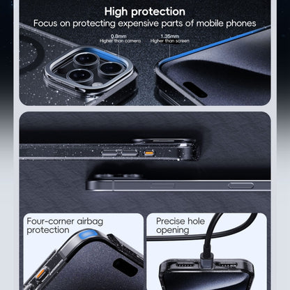 For iPhone 16 Pro Glitter Powder Lens Holder MagSafe Magnetic Phone Case(Transparent Black) by buy2fix