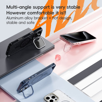 For iPhone 16 Plus Glitter Powder Lens Holder MagSafe Magnetic Phone Case(Transparent) by buy2fix