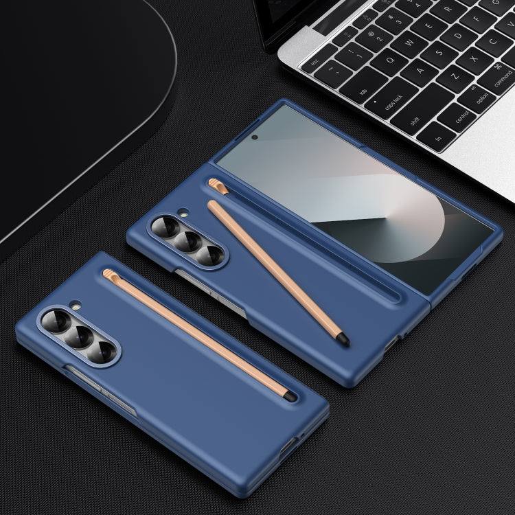 For Samsung Galaxy Z Fold6 Skin Feel Foldable Shockproof Phone Case with Capacitive Stylus(Blue) - Galaxy Z Fold6 5G Cases by buy2fix | Online Shopping UK | buy2fix