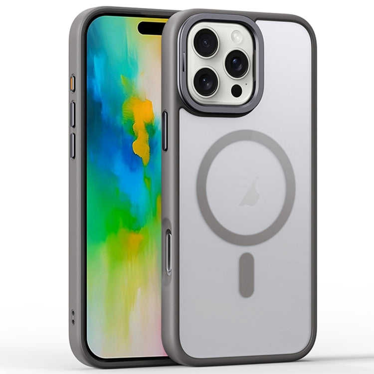 For iPhone 16 Pro Max Frosted Lens Holder MagSafe Magnetic Phone Case(Grey) by buy2fix