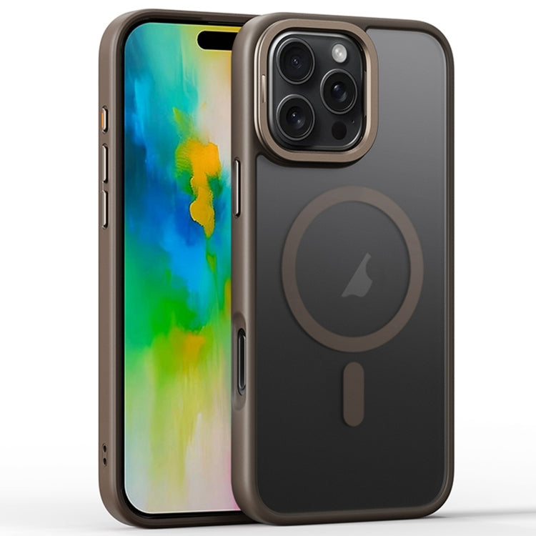 For iPhone 16 Pro Max Frosted Lens Holder MagSafe Magnetic Phone Case(Titanium Rose Gold) by buy2fix