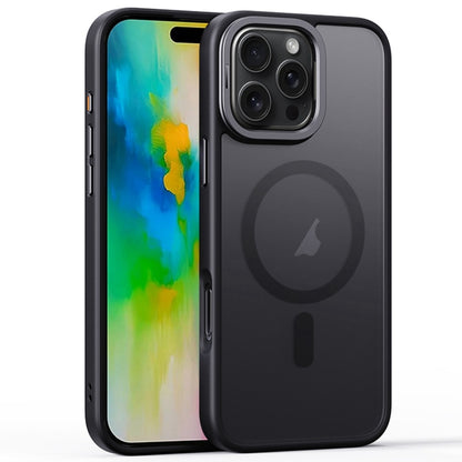 For iPhone 16 Pro Frosted Lens Holder MagSafe Magnetic Phone Case(Black) by buy2fix