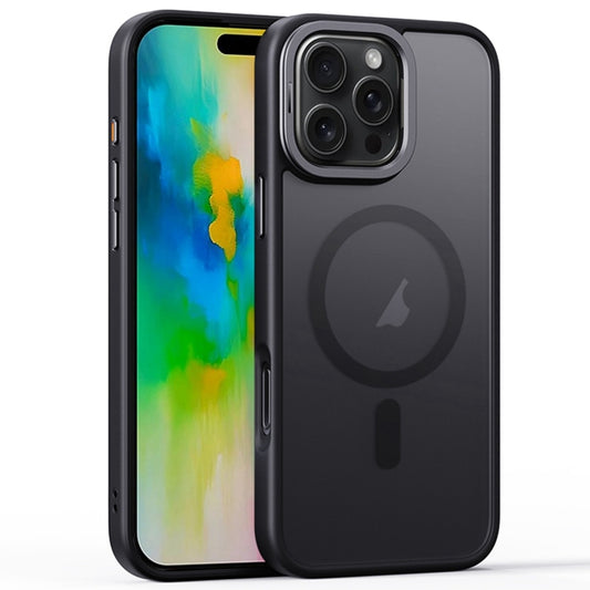 For iPhone 16 Pro Frosted Lens Holder MagSafe Magnetic Phone Case(Black) by buy2fix