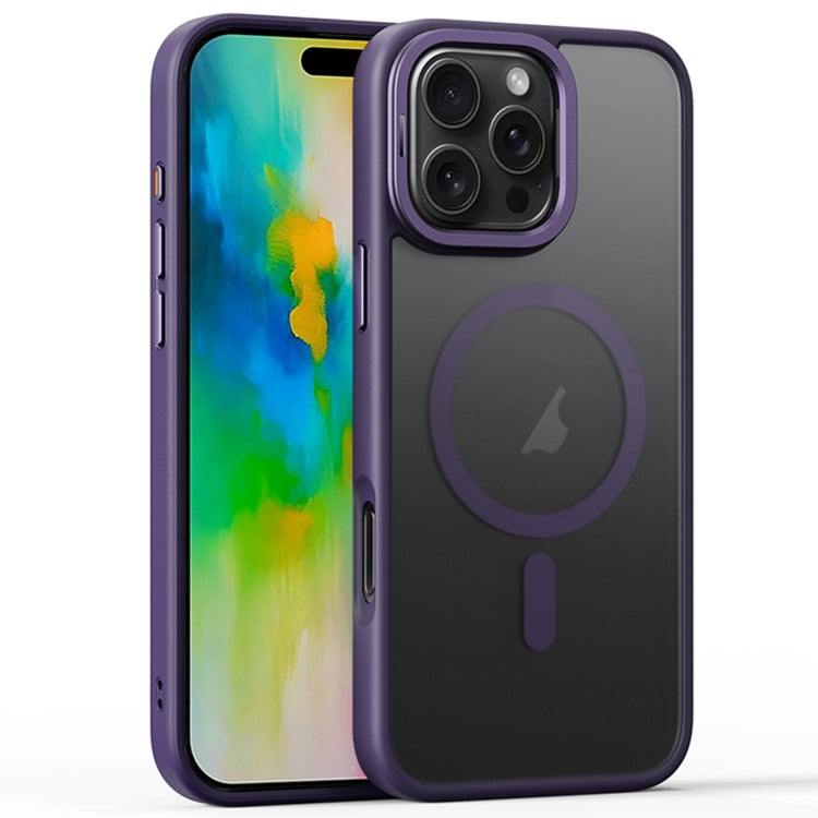 For iPhone 16 Pro Frosted Lens Holder MagSafe Magnetic Phone Case(Puprle) by buy2fix