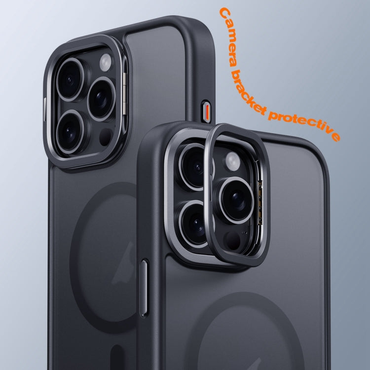 For iPhone 16 Pro Frosted Lens Holder MagSafe Magnetic Phone Case(Black) by buy2fix
