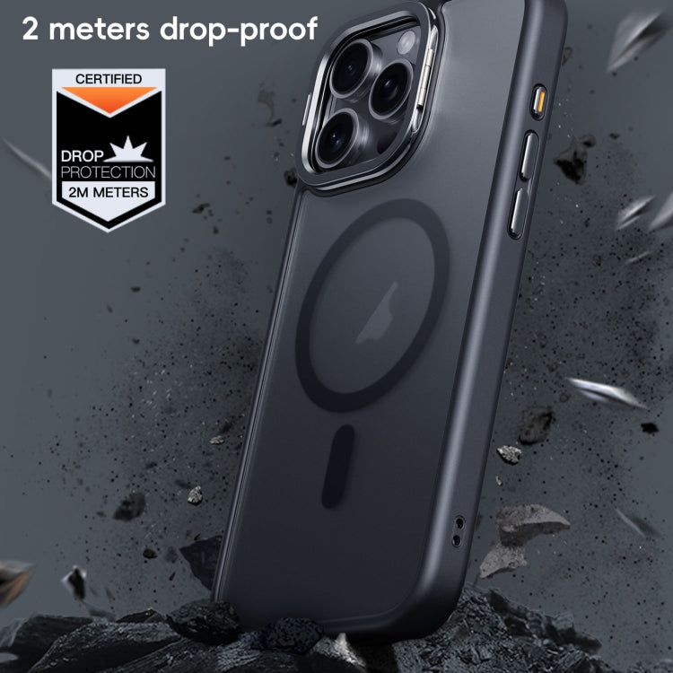 For iPhone 16 Pro Max Frosted Lens Holder MagSafe Magnetic Phone Case(Titanium Rose Gold) by buy2fix