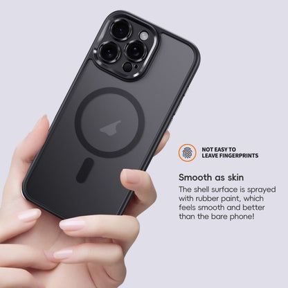 For iPhone 16 Plus Fine Hole Frosted MagSafe Magnetic Phone Case(Black) - iPhone 16 Plus Cases by buy2fix | Online Shopping UK | buy2fix