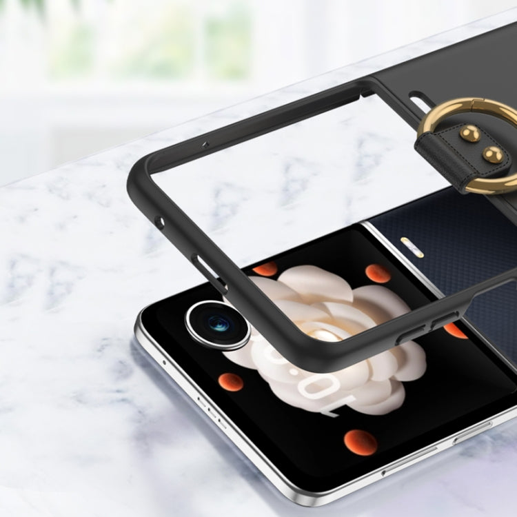 For Honor Magic V Flip GKK Ultra-thin Full Coverage Phone Case with Ring(Black) - Honor Cases by GKK | Online Shopping UK | buy2fix