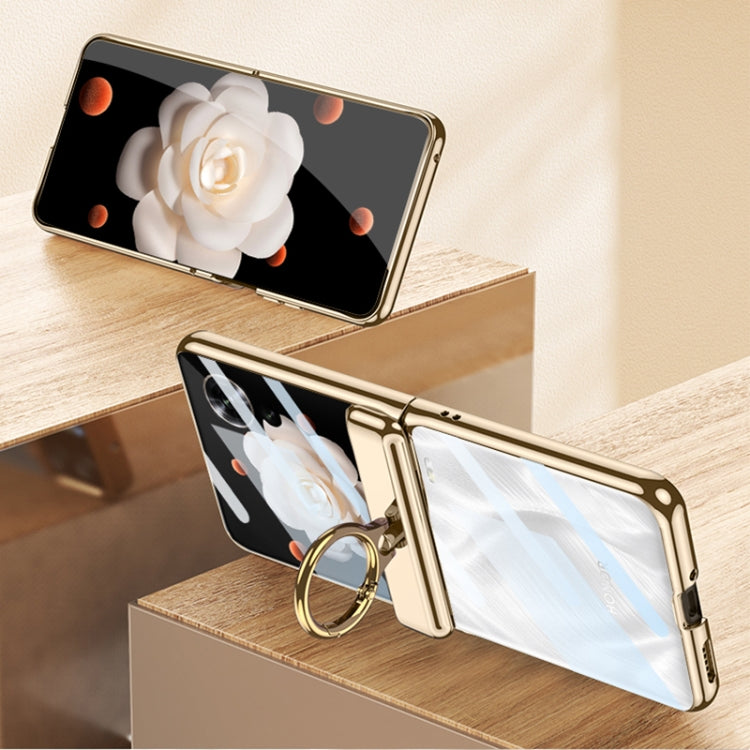 For Honor Magic V Flip GKK Integrated  Magnetic Folding Phantom Rotary Phone Case with Ring Holder(Black) - Honor Cases by GKK | Online Shopping UK | buy2fix