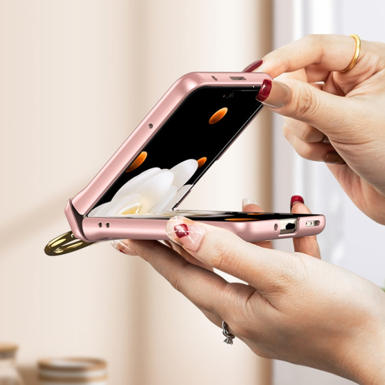 For Honor Magic V Flip GKK Integrated Magnetic Folding Hinge Full Coverage Phone Case with Ring Holder(Pink) - Honor Cases by GKK | Online Shopping UK | buy2fix