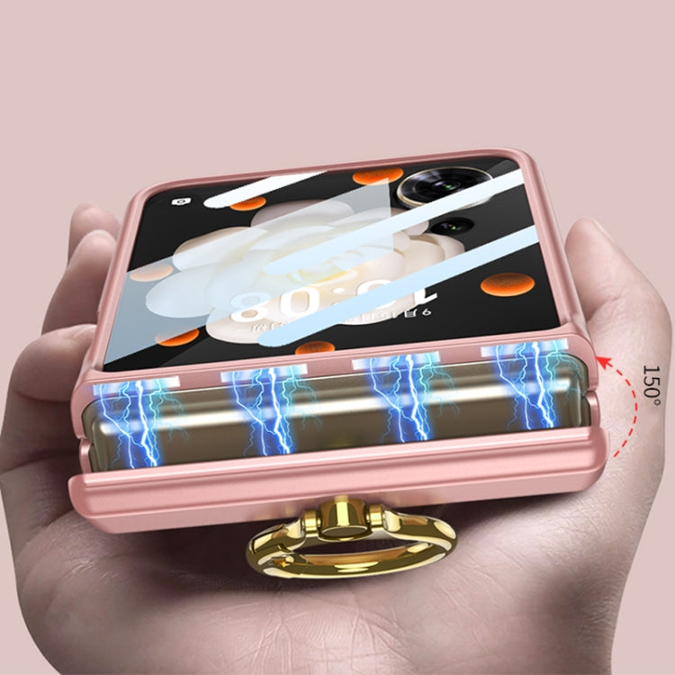 For Honor Magic V Flip GKK Integrated Magnetic Folding Hinge Full Coverage Phone Case with Ring Holder(Pink) - Honor Cases by GKK | Online Shopping UK | buy2fix