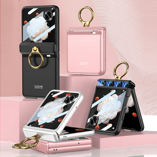 For Honor Magic V Flip GKK Integrated Magnetic Folding Hinge Full Coverage Phone Case with Ring Holder(Black) - Honor Cases by GKK | Online Shopping UK | buy2fix