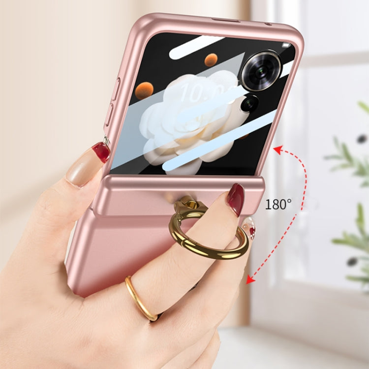 For Honor Magic V Flip GKK Integrated Magnetic Folding Hinge Full Coverage Phone Case with Ring Holder(Black) - Honor Cases by GKK | Online Shopping UK | buy2fix