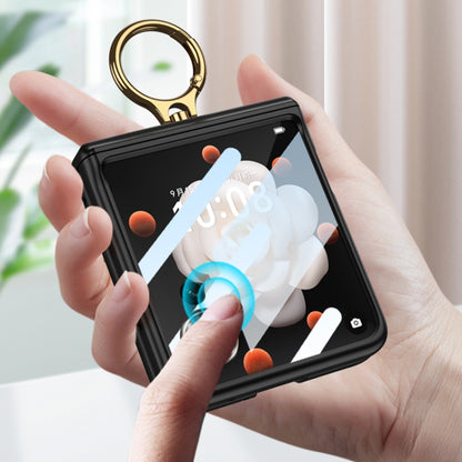 For Honor Magic V Flip GKK Integrated Magnetic Folding Hinge Full Coverage Phone Case with Ring Holder(Silver) - Honor Cases by GKK | Online Shopping UK | buy2fix