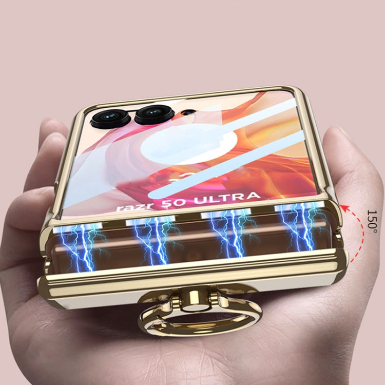For Motorola Razr 50 Ultra GKK Integrated  Magnetic Folding Phantom Rotary Phone Case with Ring Holder(Champagne Gold) - Motorola Cases by GKK | Online Shopping UK | buy2fix