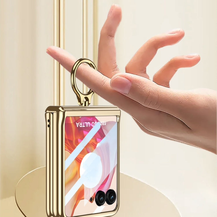 For Motorola Razr 50 Ultra GKK Integrated  Magnetic Folding Phantom Rotary Phone Case with Ring Holder(Champagne Gold) - Motorola Cases by GKK | Online Shopping UK | buy2fix
