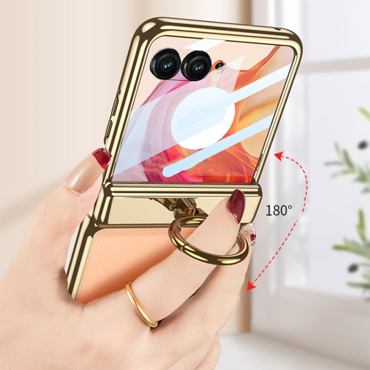 For Motorola Razr 50 Ultra GKK Integrated  Magnetic Folding Phantom Rotary Phone Case with Ring Holder(Champagne Gold) - Motorola Cases by GKK | Online Shopping UK | buy2fix