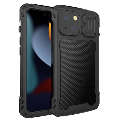For iPhone 15 Lens Holder Metal IP54 Life Waterproof Three-proof MagSafe Phone Case(Black) - iPhone 15 Cases by buy2fix | Online Shopping UK | buy2fix