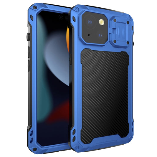 For iPhone 15 Lens Holder Metal IP54 Life Waterproof Three-proof MagSafe Phone Case(Blue) - iPhone 15 Cases by buy2fix | Online Shopping UK | buy2fix