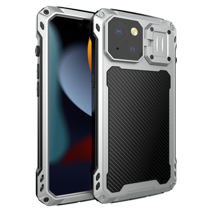 For iPhone 15 Lens Holder Metal IP54 Life Waterproof Three-proof MagSafe Phone Case(Silver) - iPhone 15 Cases by buy2fix | Online Shopping UK | buy2fix