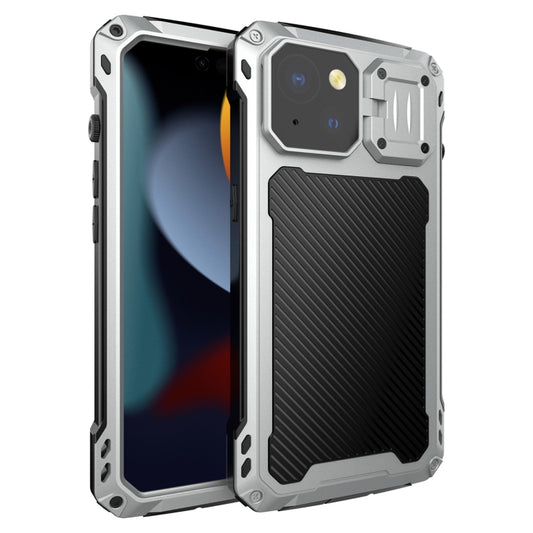 For iPhone 15 Lens Holder Metal IP54 Life Waterproof Three-proof MagSafe Phone Case(Silver) - iPhone 15 Cases by buy2fix | Online Shopping UK | buy2fix