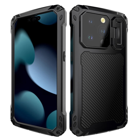 For iPhone 15 Pro Lens Holder Metal IP54 Life Waterproof Three-proof MagSafe Phone Case(Black) - iPhone 15 Pro Cases by buy2fix | Online Shopping UK | buy2fix