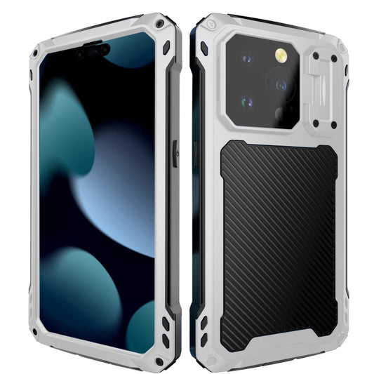 For iPhone 15 Pro Lens Holder Metal IP54 Life Waterproof Three-proof MagSafe Phone Case(Silver) - iPhone 15 Pro Cases by buy2fix | Online Shopping UK | buy2fix