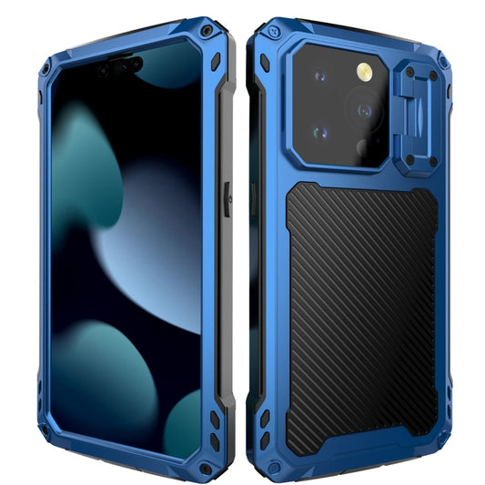 For iPhone 15 Pro Max Lens Holder Metal IP54 Life Waterproof Three-proof MagSafe Phone Case(Blue) - iPhone 15 Pro Max Cases by buy2fix | Online Shopping UK | buy2fix