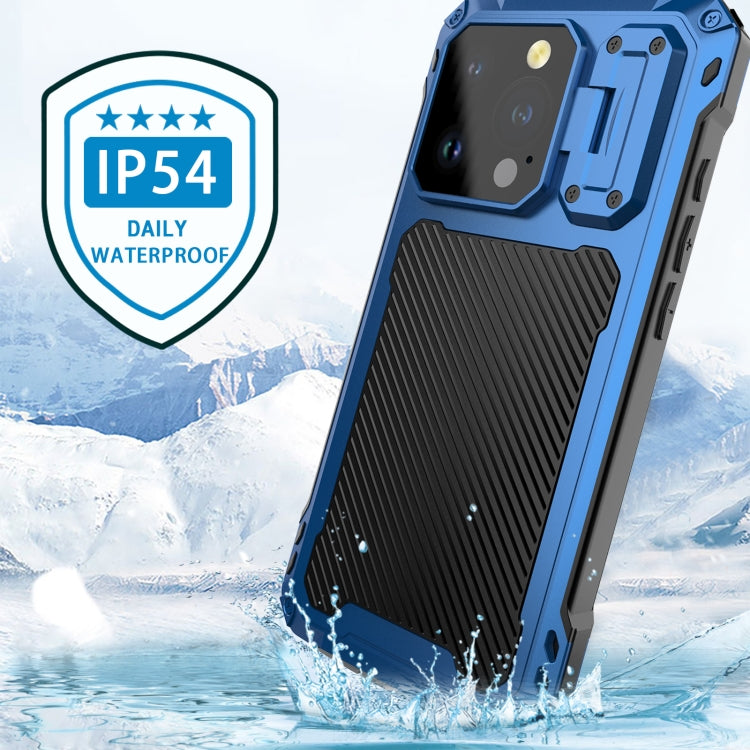 For iPhone 15 Pro Lens Holder Metal IP54 Life Waterproof Three-proof MagSafe Phone Case(Blue) - iPhone 15 Pro Cases by buy2fix | Online Shopping UK | buy2fix
