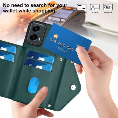 For Motorola Moto G 5G 2024 Rhombic Texture Card Bag RFID Phone Case with Long Lanyard(Green) by buy2fix