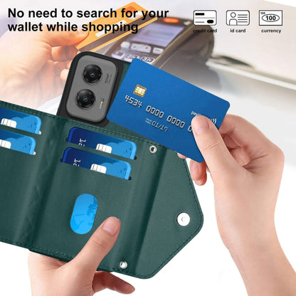 For Motorola Moto G Stylus 5G 2024 Rhombic Texture Card Bag RFID Phone Case with Long Lanyard(Green) by buy2fix