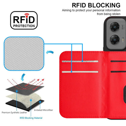 For Motorola Moto G Stylus 5G 2024 Rhombic Texture Card Bag RFID Phone Case with Long Lanyard(Red) by buy2fix