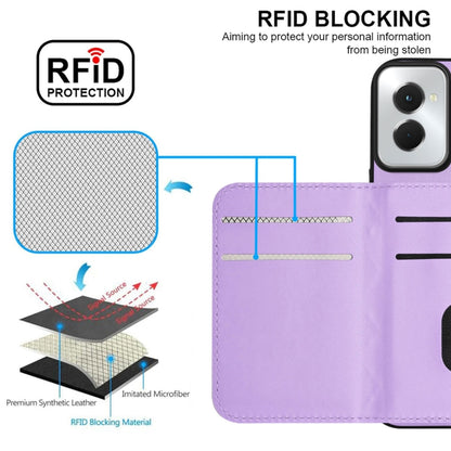 For Motorola Moto G Power 2024 5G Rhombic Texture Card Bag RFID Phone Case with Long Lanyard(Light Purple) by buy2fix