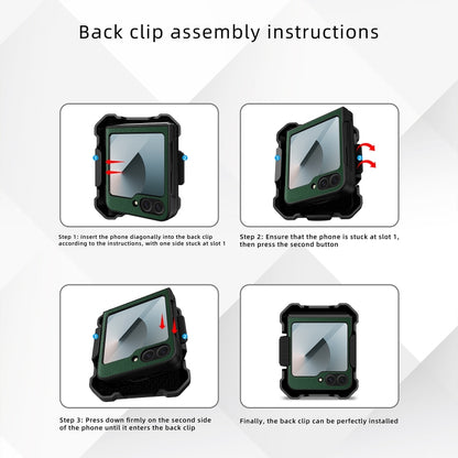 For Samsung Galaxy Z Flip5 PC Hybrid PU Leather Phone Case with Back Clip Holder(Green) - Galaxy Z Flip5 Cases by buy2fix | Online Shopping UK | buy2fix