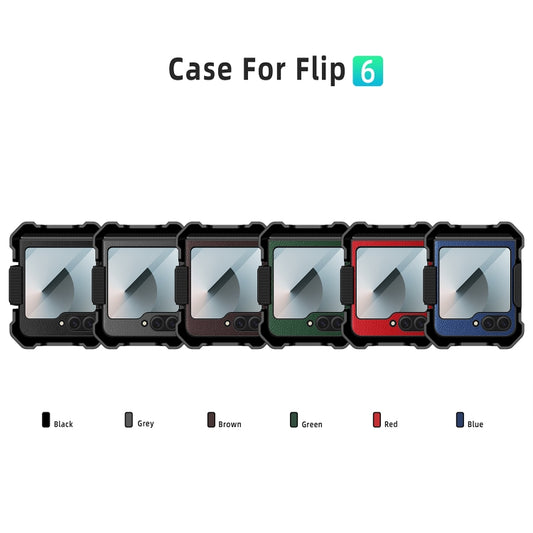 For Samsung Galaxy Z Flip6 / Flip7 FE PC Hybrid PU Leather Phone Case with Back Clip Holder(Blue) - Galaxy Z Flip6 5G Cases by buy2fix | Online Shopping UK | buy2fix