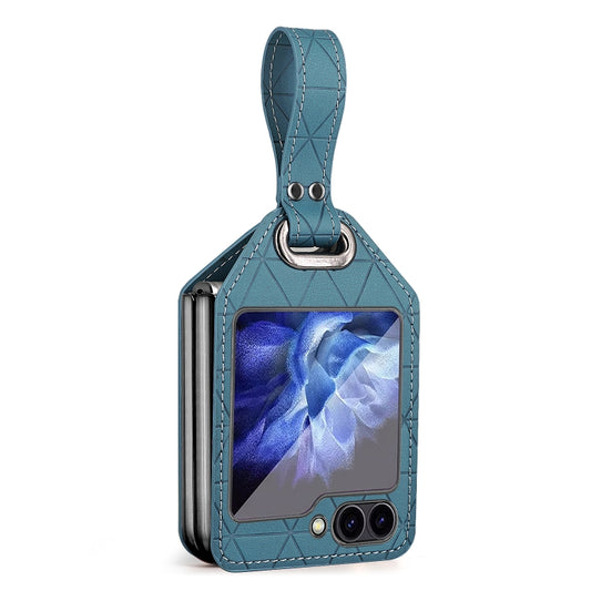 For Samsung Galaxy Z Flip5 Electroplating PC Hybrid PU Leather Phone Case with Wristband(Green) - Galaxy Z Flip5 Cases by buy2fix | Online Shopping UK | buy2fix