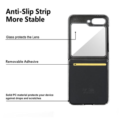 For Samsung Galaxy Z Flip5 Electroplating PC Hybrid PU Leather Phone Case with Wristband(Black) - Galaxy Z Flip5 Cases by buy2fix | Online Shopping UK | buy2fix